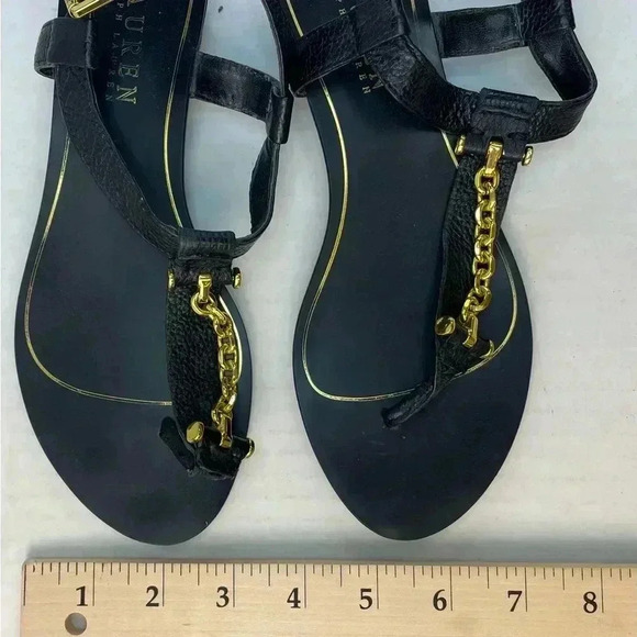 Ralph Lauren black flat/low heel sandals size 5B - Picture 9 of 11